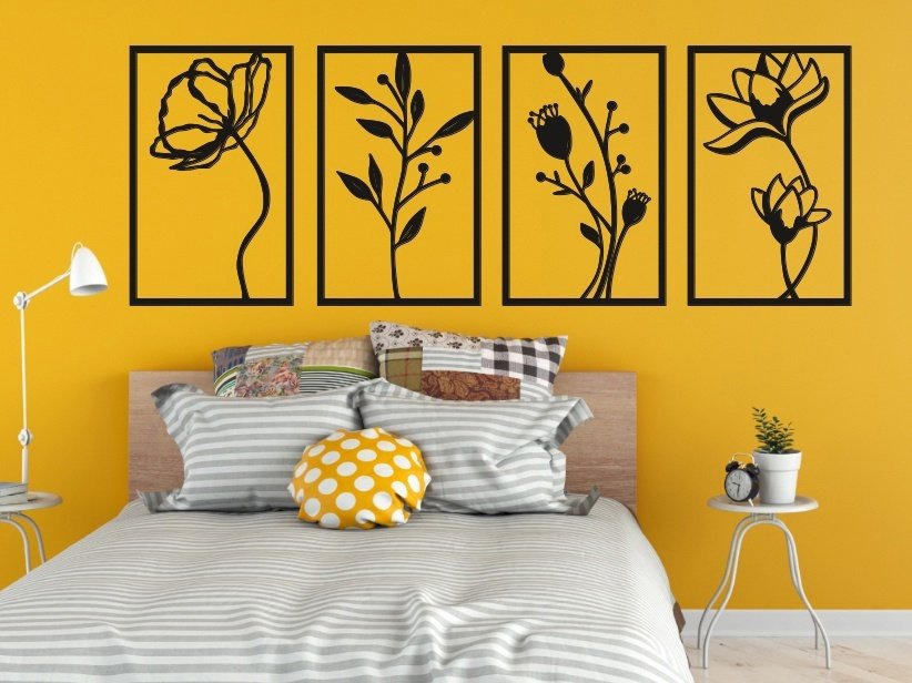 Flowers Wall Decoration Black