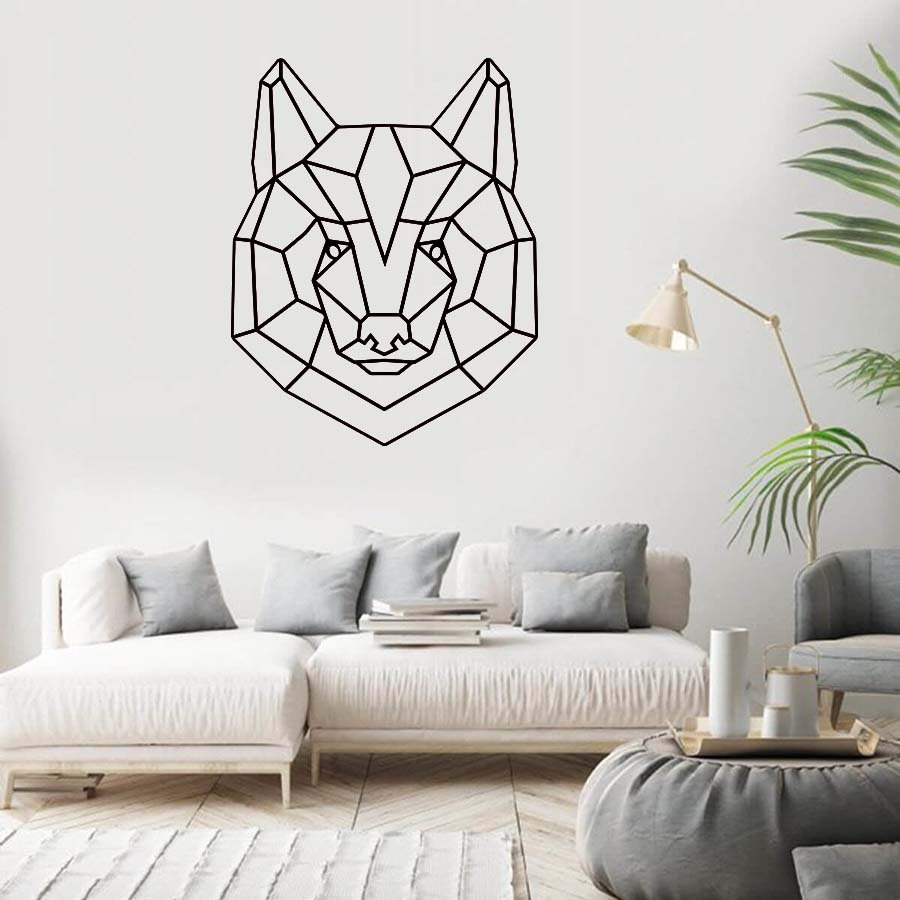 Geometric Bear Head Wall Art Black