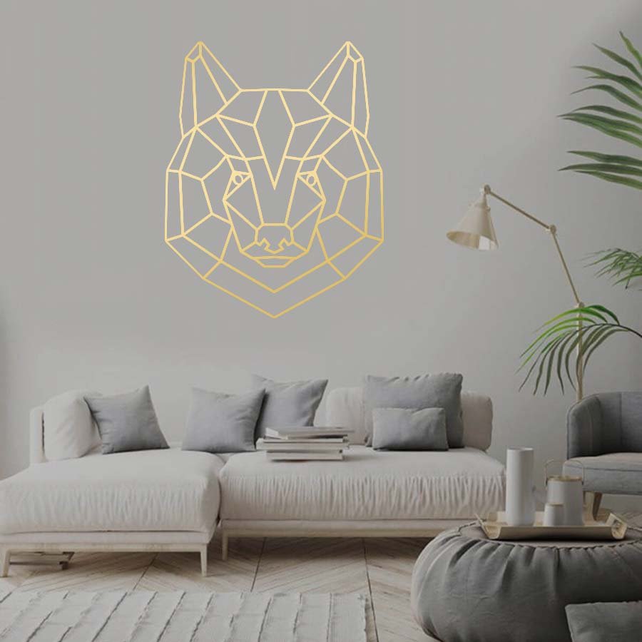 Geometric Bear Head Wall gold