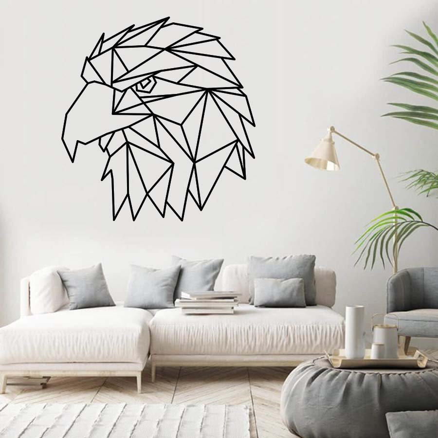 Geometric Eagle Wall Art Black