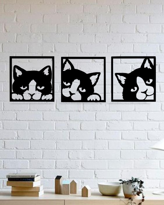 Interior Wall Decor Cat Black