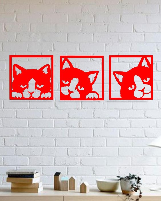 Interior Wall Decor Cat Red