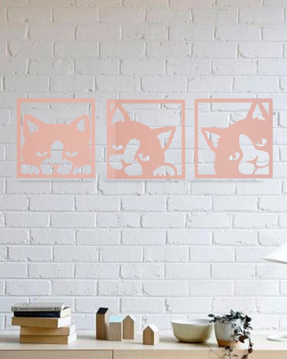 Interior Wall Decor Cat Rose Gold