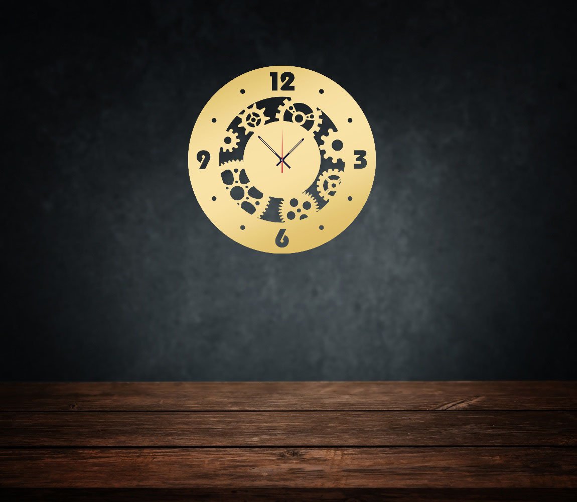 Steampunk Wall Clock Gear Clock Wall Decor Gold
